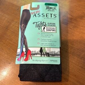SPANX TIGHTS FLIPSIDE DIAMOND REVERSIBLE SHAPPING CHARCOAL BLACK SIZE 3 large